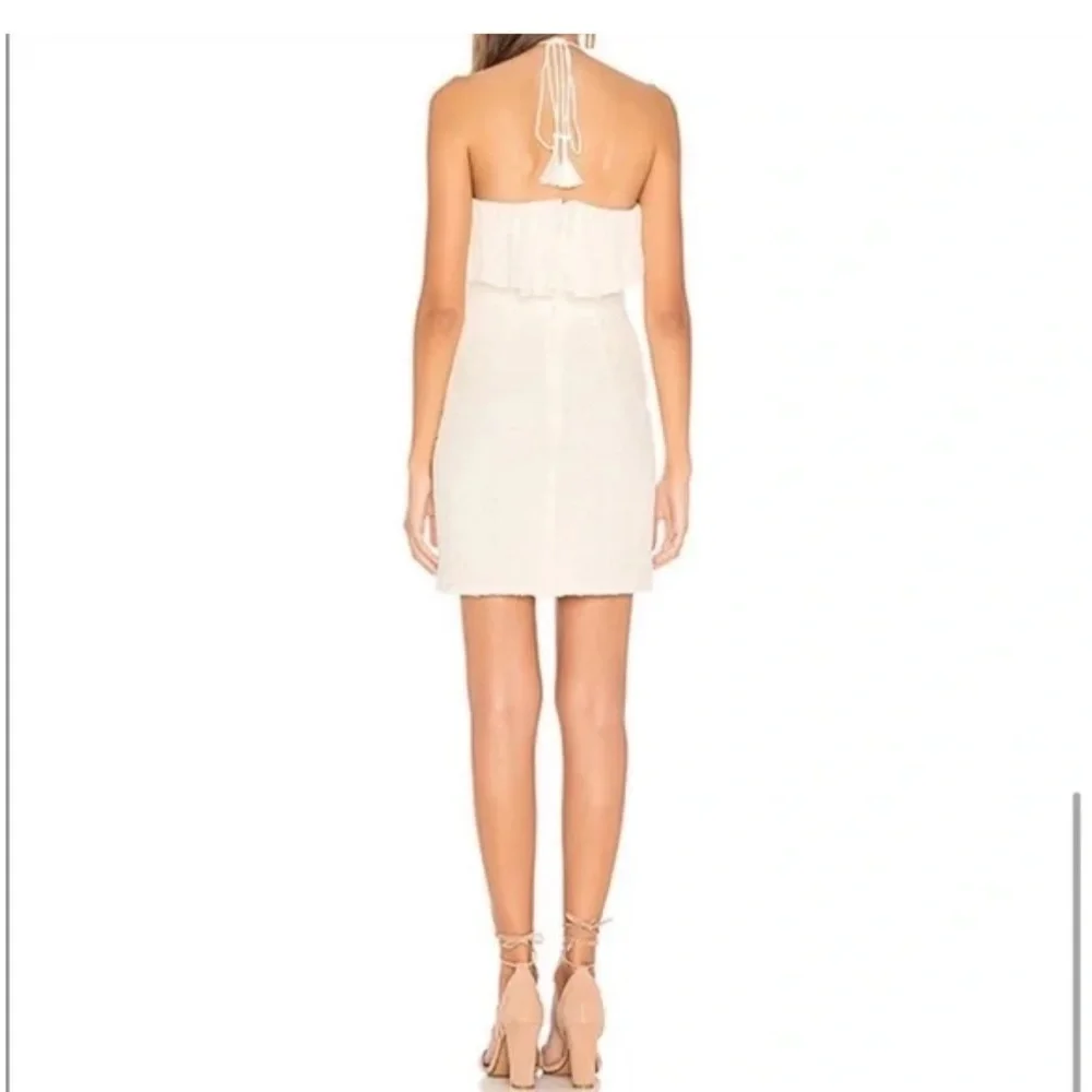 The Jetset Diaries Calloway Lace Ruffle Mini Dress White XS Halter EUC